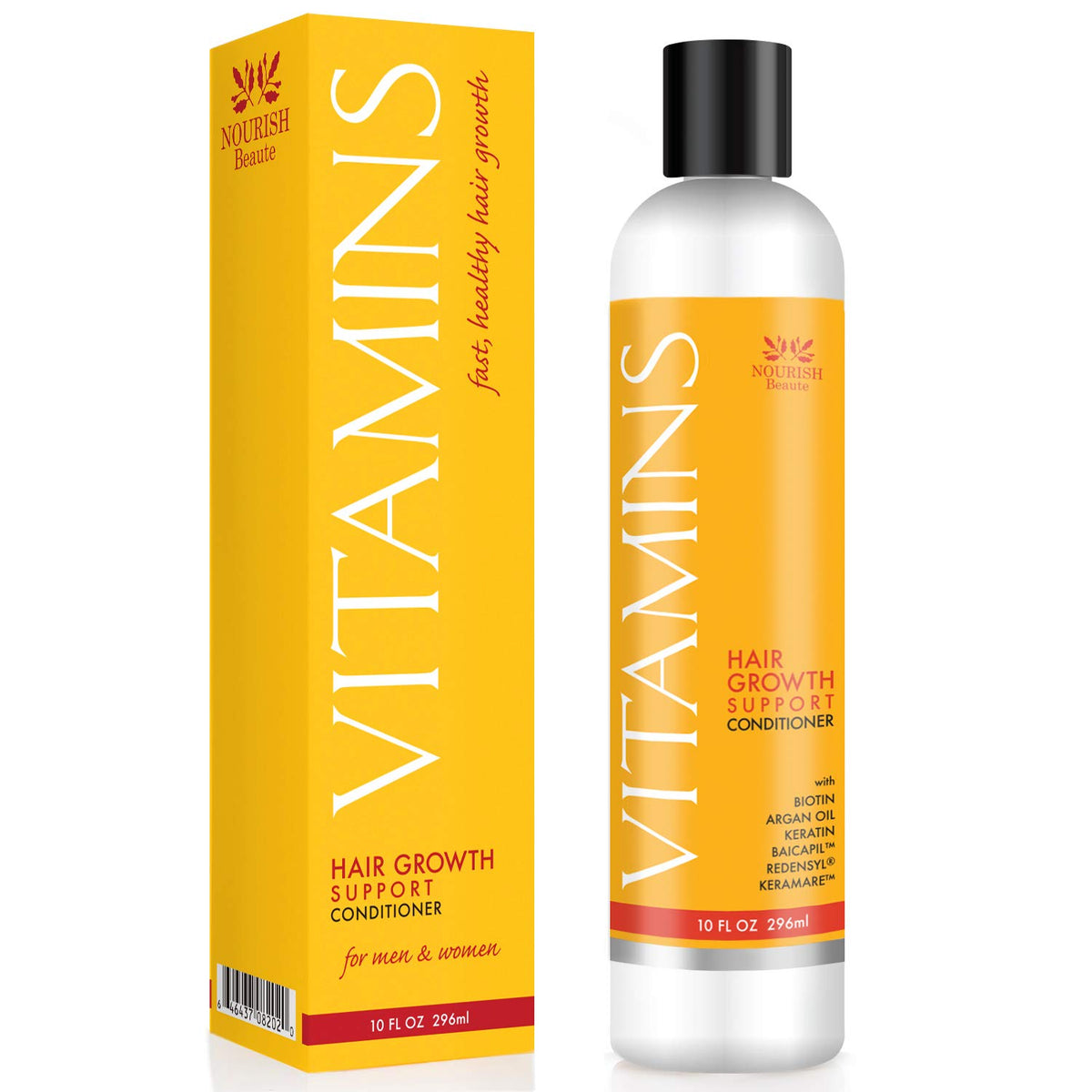 Nourish Beaute Vitamins Conditioner for Hair Loss that Promotes Hair Regrowth, Volume and Thickening with Biotin, DHT Blockers, Antioxidants, Oils and Extracts, For Men and Women, 1 10 Ounce