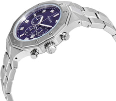 Bulova Men's Classic Diamond 6-Hand Chronograph Quartz Watch, Calendar Date, Luminous Markers, 100M Water Resistant, 44mm - Stainlesss/Blue Dial