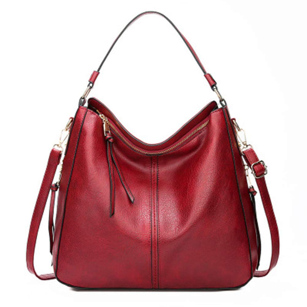 Tjackson Women's Purse Leather Handbag Lady Shoulder Bag Cowhide Tote for Women - Wine Red