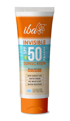 Iba Invisible Spf 50 Sunscreen Pa++++ For All Skin Types Gel Based Oil Free Matte Finish Paraben Free | Halal Certified & Vegan | White - 100gm