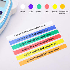 Label Kingdom Replacement Label Tape Compatible with Brother P-Touch TZE Label Tape 12mm 0.47" Laminated for P-Touch Label Maker PT D210 H110 D400, Black on White/Orange/Red/Blue/Yellow/Green, 6 Pack