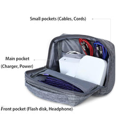 TERRIFI External Hard Drive Case Bag, Electronics Accessories Organizer Bag, Travel Organizer Bag for Men, Portable Gadget Bag for Cables, Headphone, Charger, Power Bank, Memory Card（Grey）