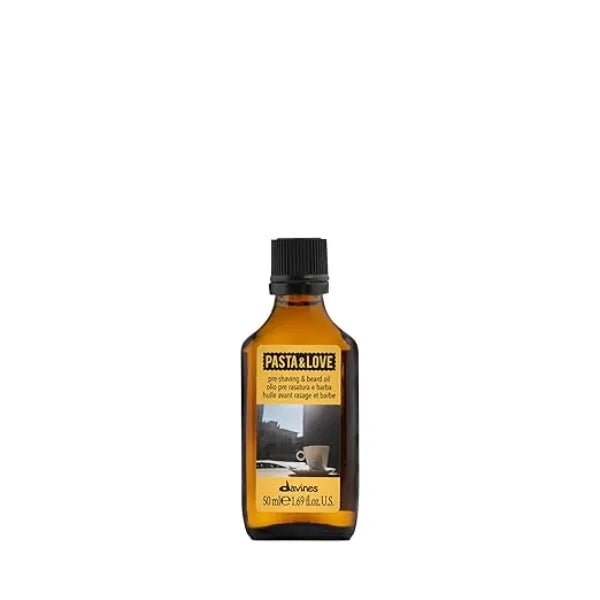 Davines Pasta & Love Pre Shaving & Beard Oil, Multifunctional Grooming Oil Softens Coarse Beards & Preps Skin for Shaving Moisturizing & Non Greasy, 1.69 Fl Oz