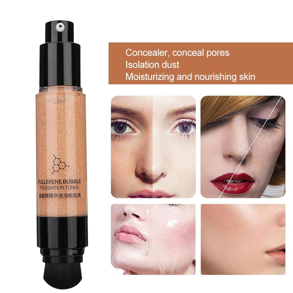 Foundation Makeup, Fullerene Bubble Moisturizing Makeup Primer Skin Brightening Concealer Make-Up Base Cosmetic Tool(Skin Color)