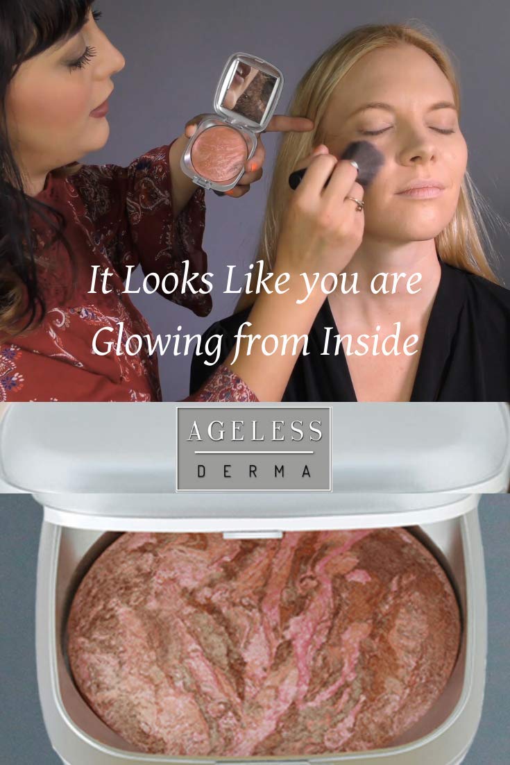 Baked Mineral Makeup Healthy Blush with Botanical Extracts (Guava Swirl) Made in USA. Highlighter Makeup