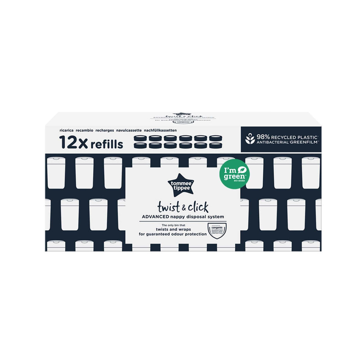 Tommee Tippee Nappy Disposal Sangenic Tec Refills, Pack of 12