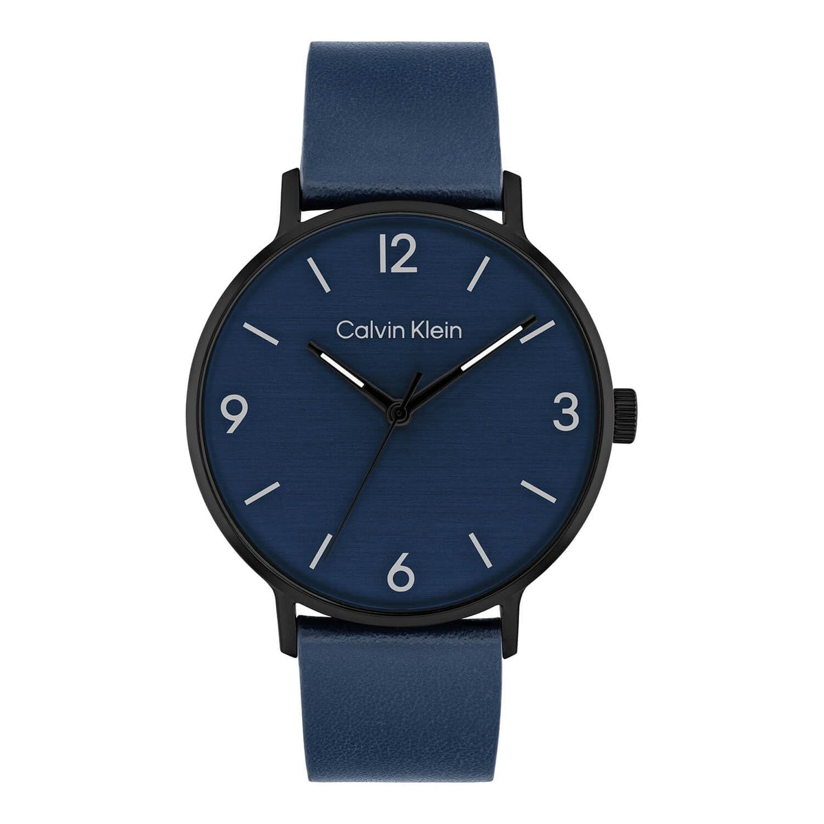CALVIN KLEIN MEN'S BLUE DIAL BLUE LEATHER STRAP WATCH - 25200436