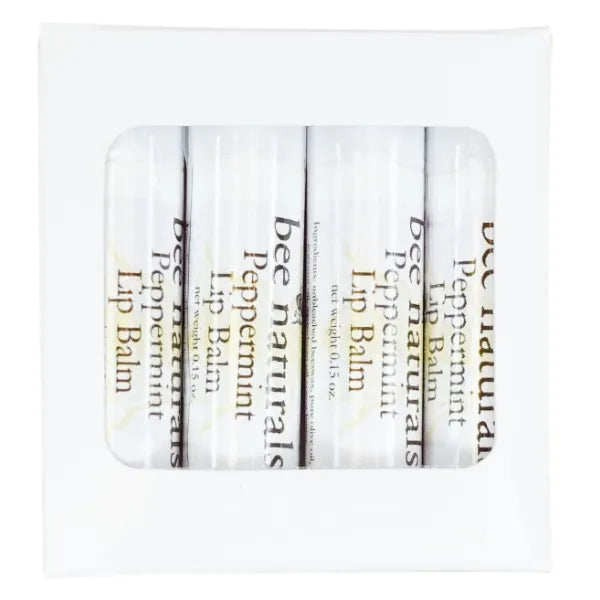 Bee Naturals Peppermint Lip Balm - Beeswax, Cocoa Butter & Vitamin E Moisturizer for Dry, Chapped Lips Soothe, Heal, and Protect