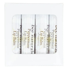 Bee Naturals Peppermint Lip Balm - Beeswax, Cocoa Butter & Vitamin E Moisturizer for Dry, Chapped Lips Soothe, Heal, and Protect