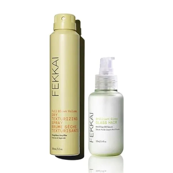 FEKKAI Hair Recovery Duo Includes Brilliant Gloss Glass Hair Anti Frizz Oil Serum + Full Blown Volume Texturizer
