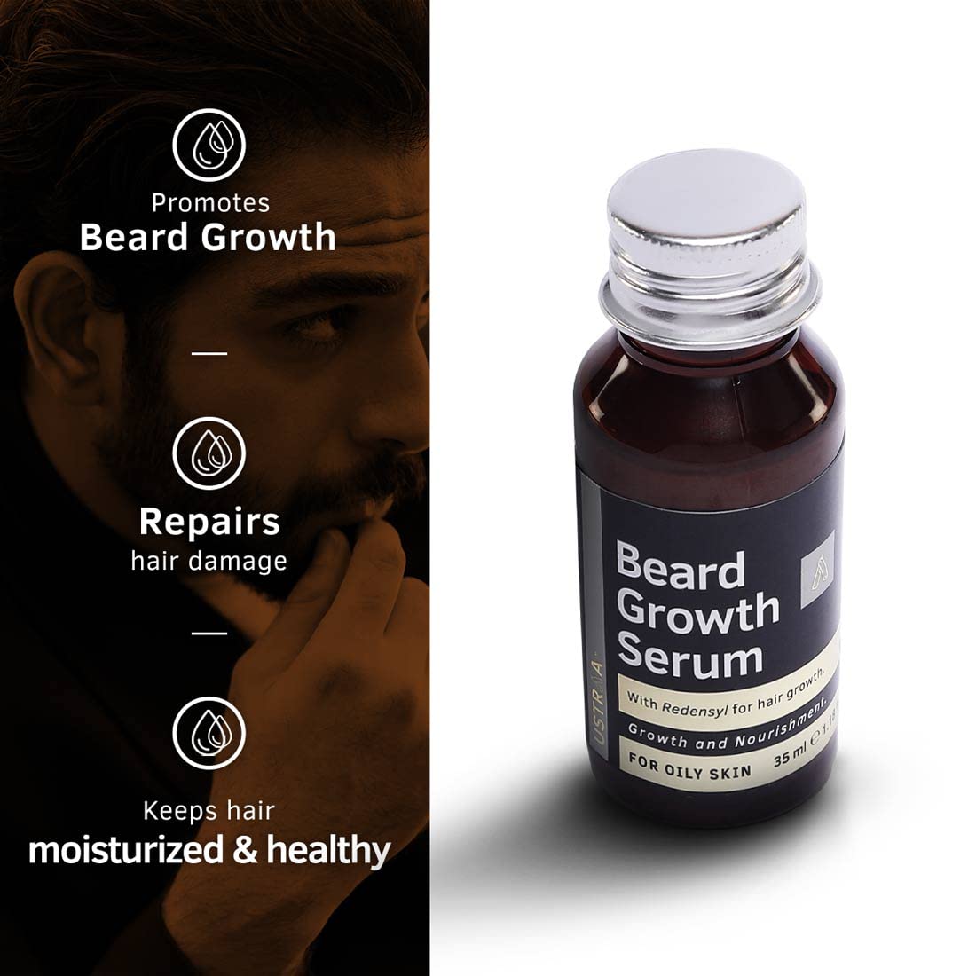 Ustraa Beard Growth Serum - For Oily Skin - 35ml