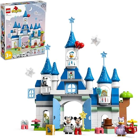 LEGO 10998 DUPLO Disney 3in1 Magical Castle, Building Bricks Toy with Mickey Mouse, Minnie, Donald Duck and Daisy Figures, Toys for Toddlers and Kids 3 Plus Years Old, Disney's 100th Anniversary Set