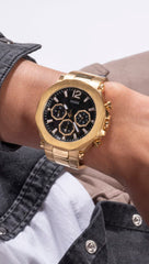 GUESS Gold-Tone Cut-Through Multifunction Watch