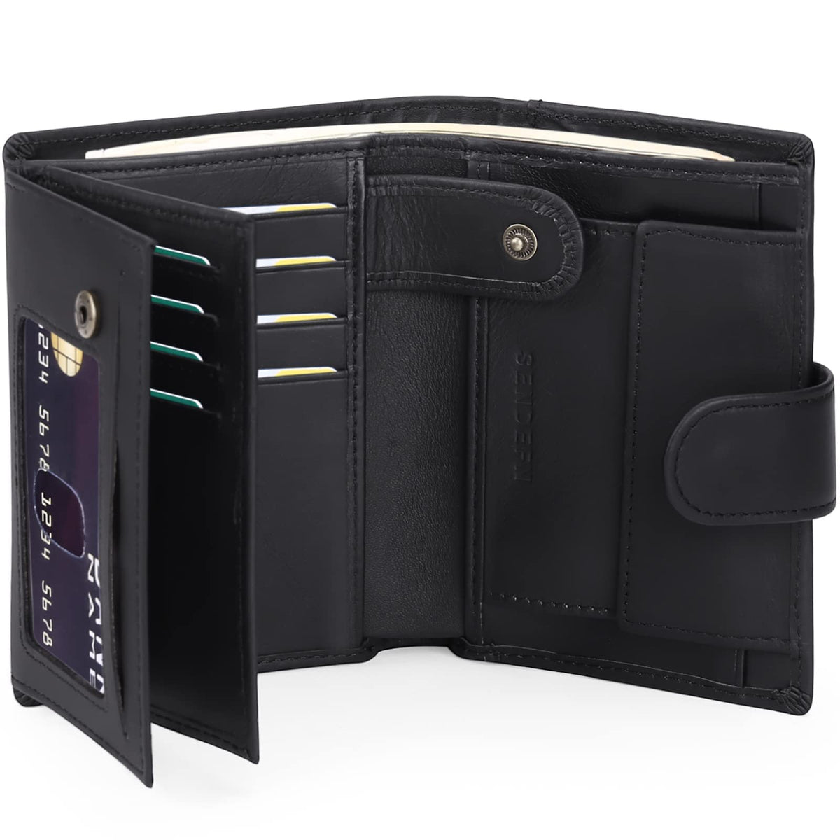 Men's Wallets Multifunctional RFID Blocking Leather Wallet Credit Card Trifold Compact Wallets for Men with ID Window & Coin Pocket
