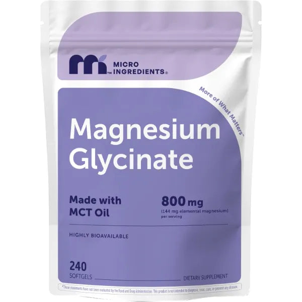 Micro Ingredients Magnesium Glycinate 800 mg Per Serving, 240 Softgels | Chelated Magnesium Supplement with MCT Oil | Non-GMO, Gluten Free, No Soy