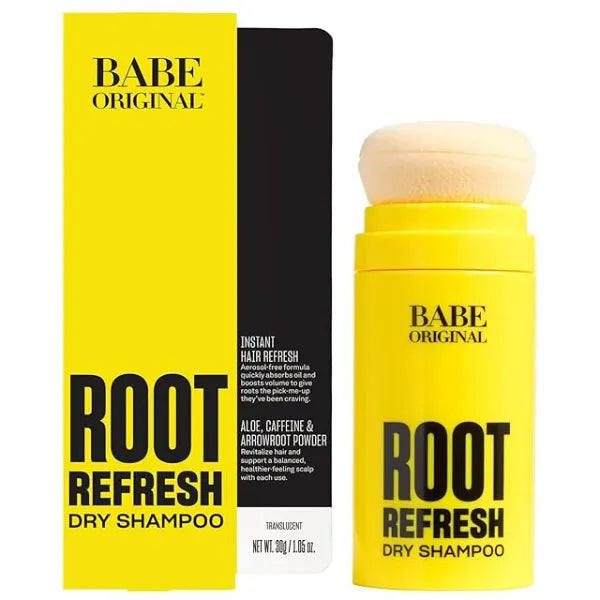 Babe Original  Root Refresh Dry Shampoo Powder for Clean & Volumized Hair Instantly Absorb Oil & Odor Aerosol Free & Talc Free Travel Friendly Nourish Scalp with Aloe Vera, Caffeine & Arrowroot