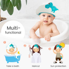 Bolivia's Baby Shower Cap, 2pcs Blue Baby Shower Cap for Kids Hair Washing Shield Toddler Bath hat Baby Shower Visor Baby Shampoo Cap Head Protector Cute Dinosaur Shape Makes Baby Bath More Fun