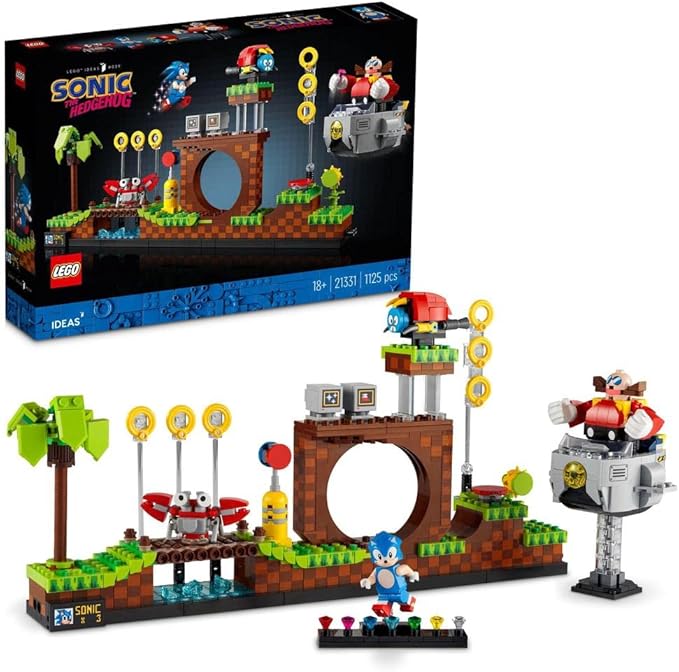 LEGO Ideas Sonic the Hedgehog – Green Hill Zone Collectible Set, Nostalgic 90's Gift Idea for Adults, Men, Women, Him or Her with Dr. Eggman Figure and Eggmobile 21331