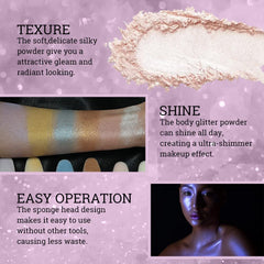 MAKINGTEC Highlighter Powder Stick, 3 Colors Fairy Highlight Patting Powder, Upgrade Shimmer Face and Body Highlighter Powder Stick, Body Brightens the Natural Three-dimensional Face Blusher