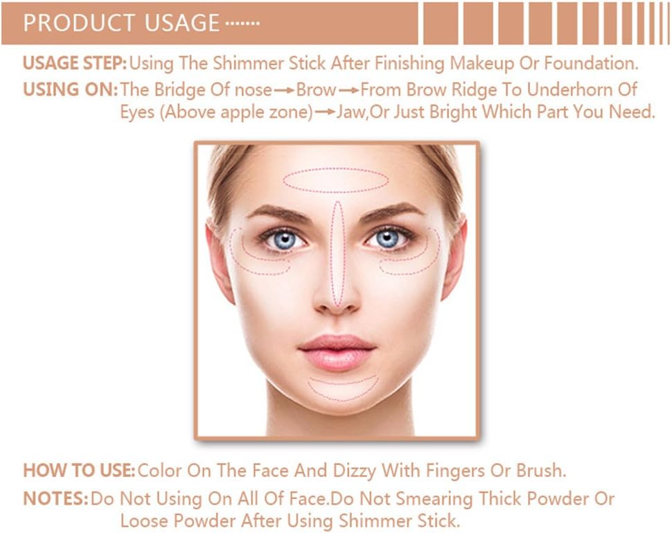 Highlighter Stick, Concealer Sticks Highlighting Powder Creamy Silver Gold Shimmer Bronzer Highlighter Makeup for Face Repairing Flawles(#1)