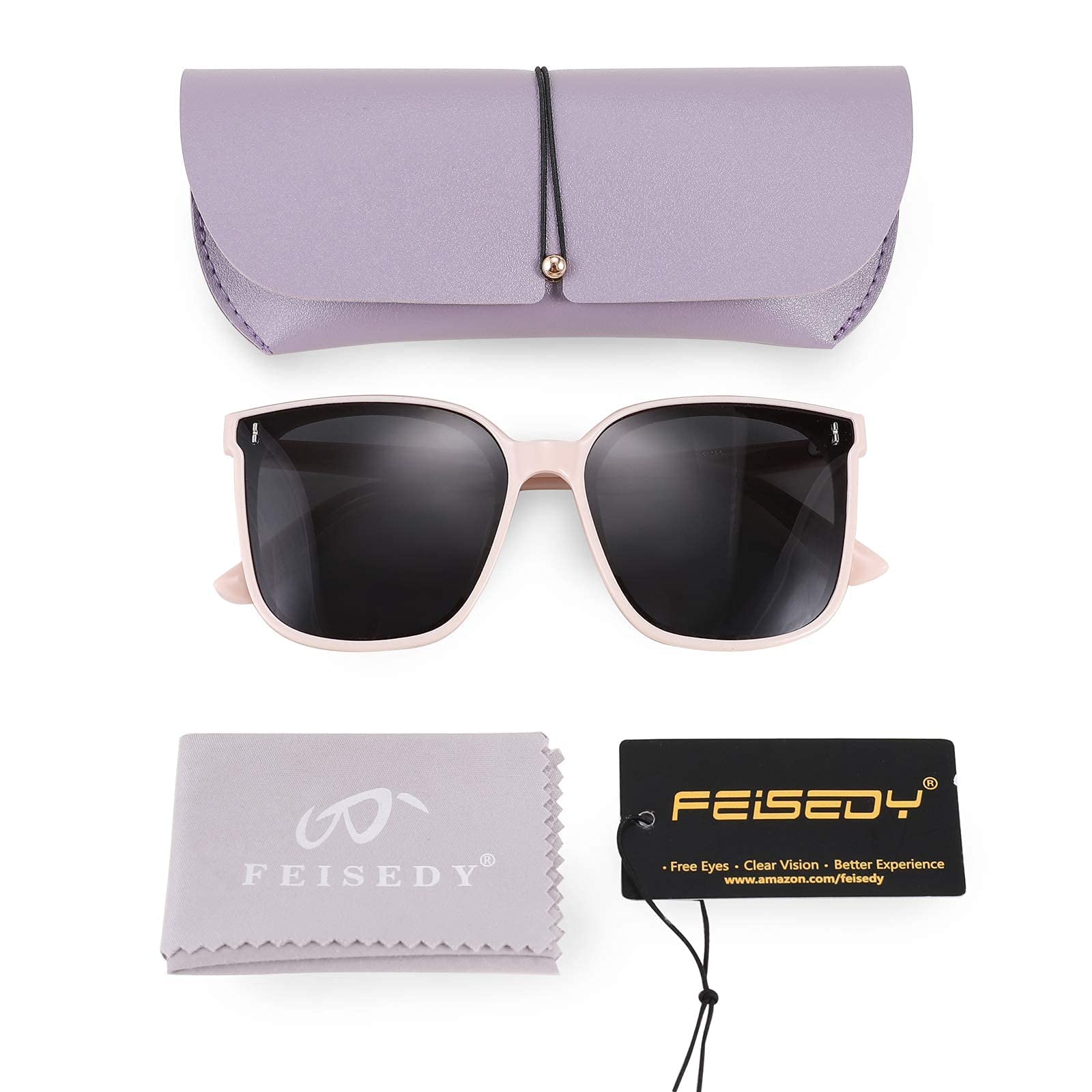 FEISEDY Women Oversized Vintage Polarized Sunglasses Square Cute Trendy Classic Simple Men B2758