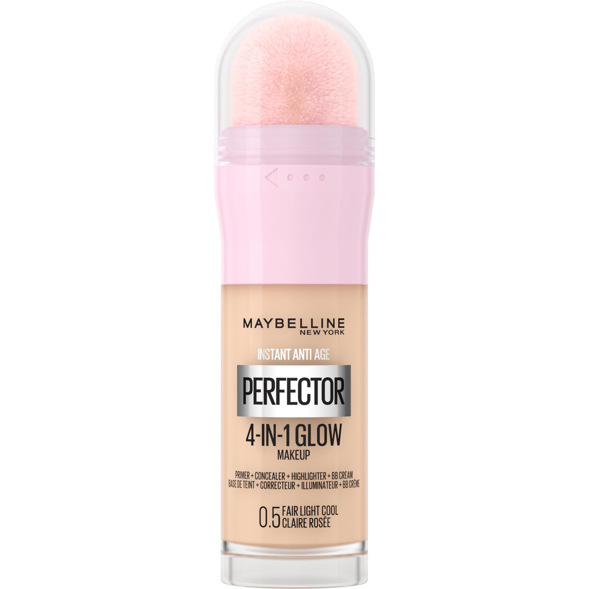 Maybelline New York Instant Anti Age Rewind Perfector, 4-In-1 Glow Primer, Concealer, Highlighter, Self-Adjusting, Evens Skin Tone with a Glow Finish, Shade: 0.5 Fair Light Cool