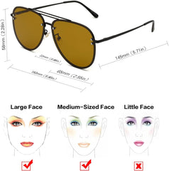 VIVIENFANG Premium Rimless Oversized Aviator Sunglasses for Women VF2203 - Black/Brown