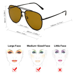VIVIENFANG Premium Rimless Oversized Aviator Sunglasses for Women VF2203 - Black/Brown
