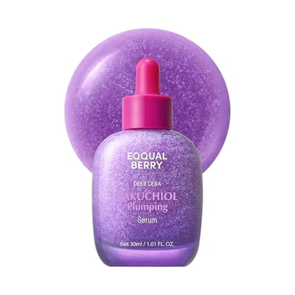 EQQUALBERRY Bakuchiol Plumping Face Serum Retinol Natural Alternative for Sensitive Skin, with Niacinamide & Hyaluronic Acid, Pore & Wrinkle Korean Skin Care (1.01oz / 30ml)