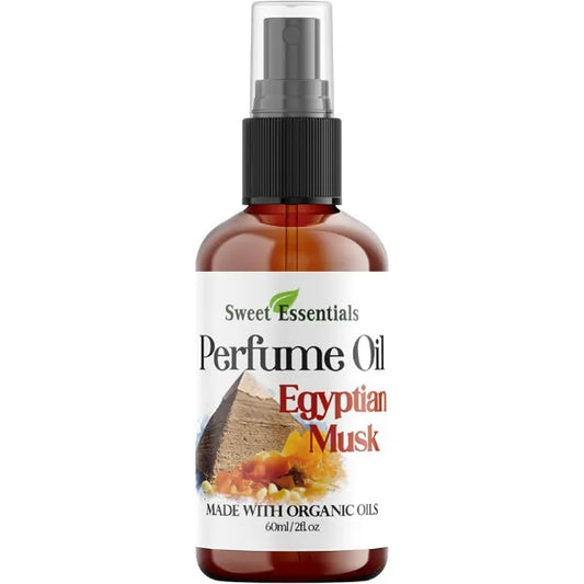 Sweet Essentials EGYPTIAN MUSK Perfume Oil, Made with Organic Oils, 2oz, Spray on Perfume Hair & Body Oil Alcohol, Silicone & Preservative Free