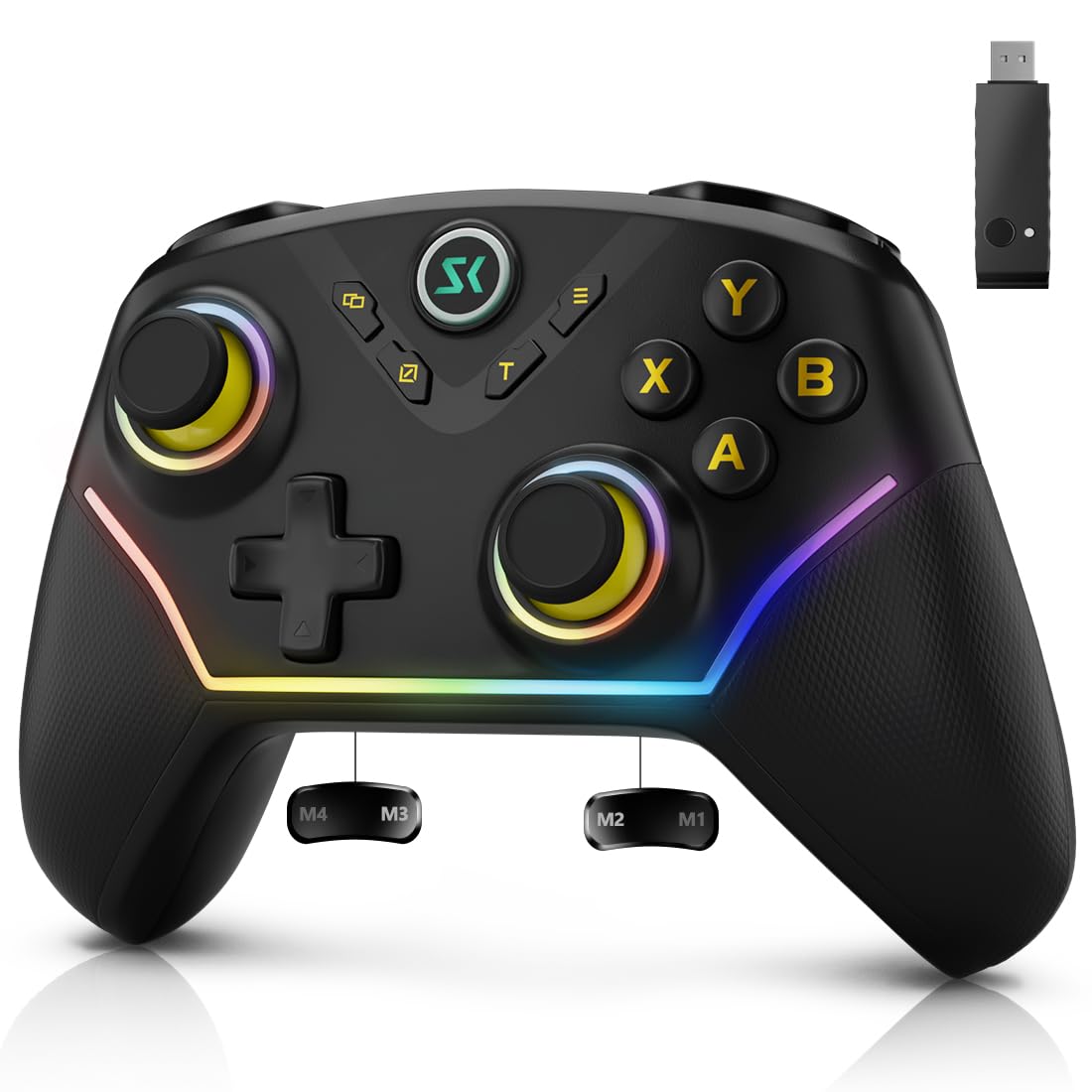 Kujian-2.4G Wireless Controller for PC/Windows (10/11) Switch/OLED/Lite/Android Compatible - Hall Effect Joysticks, Adjustable Hall Triggers, 1200mAh Long Battery Life - black