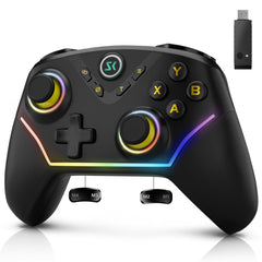 Kujian-2.4G Wireless Controller for PC/Windows (10/11) Switch/OLED/Lite/Android Compatible - Hall Effect Joysticks, Adjustable Hall Triggers, 1200mAh Long Battery Life - black