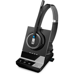 Sennheiser SDW 5066 (507024) - Double-Sided (Binaural) Wireless Dect Headset for Desk Phone Softphone/PC & Mobile Phone Connection Dual Microphone Ultra Noise Cancelling, Black