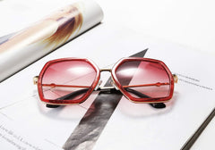 FEISEDY Women Large Hexagon Inspired Sunglasses Fashion Irregular Design Style Geometric B2503