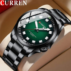 CURREN New Model CURREN-men's analog quartz wristwatches, stainless steel bracelet, luminous hand watch, simple, business, fashion brand, 8451 - BLACK GREEN