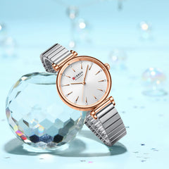 CURREN Women Luxury Rhinestones Dress Stainless Steel Watches Stylish Diamond Studded Japan Quartz Wristwatch for Ladies, ROSE D