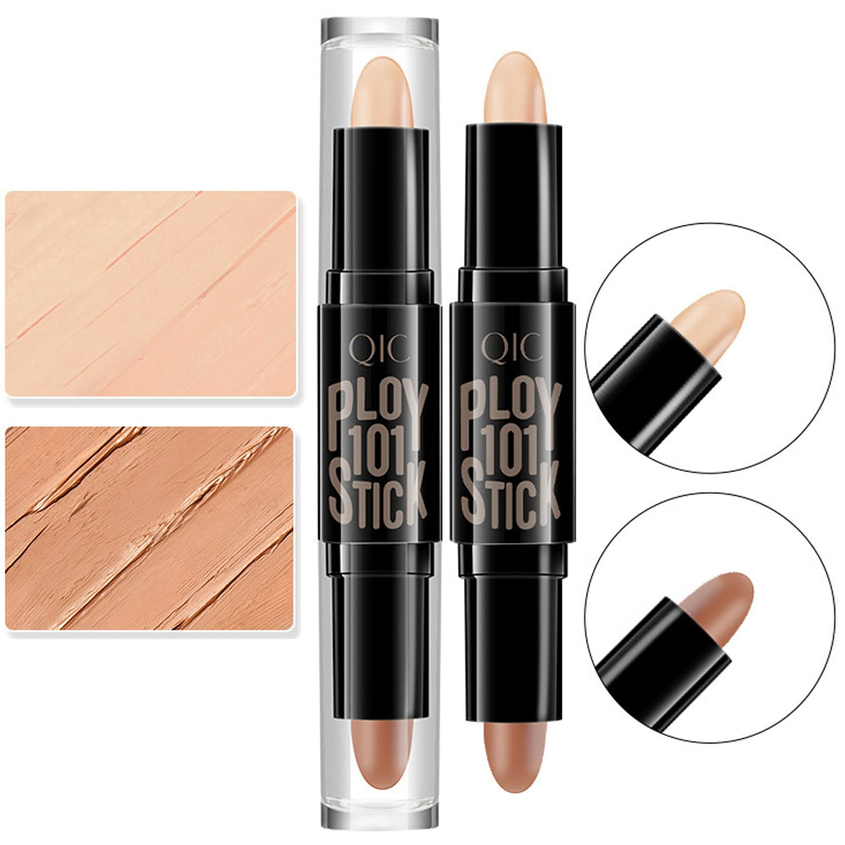 Contour Stick,2 in 1 Makeup Highlight Shading Stick,Contour Kit Natural & Bronzer Stick,Double Head Contour Concealer Highlighter Stick,Waterproof Long Lasting Contour Concealer Highlighter Stick