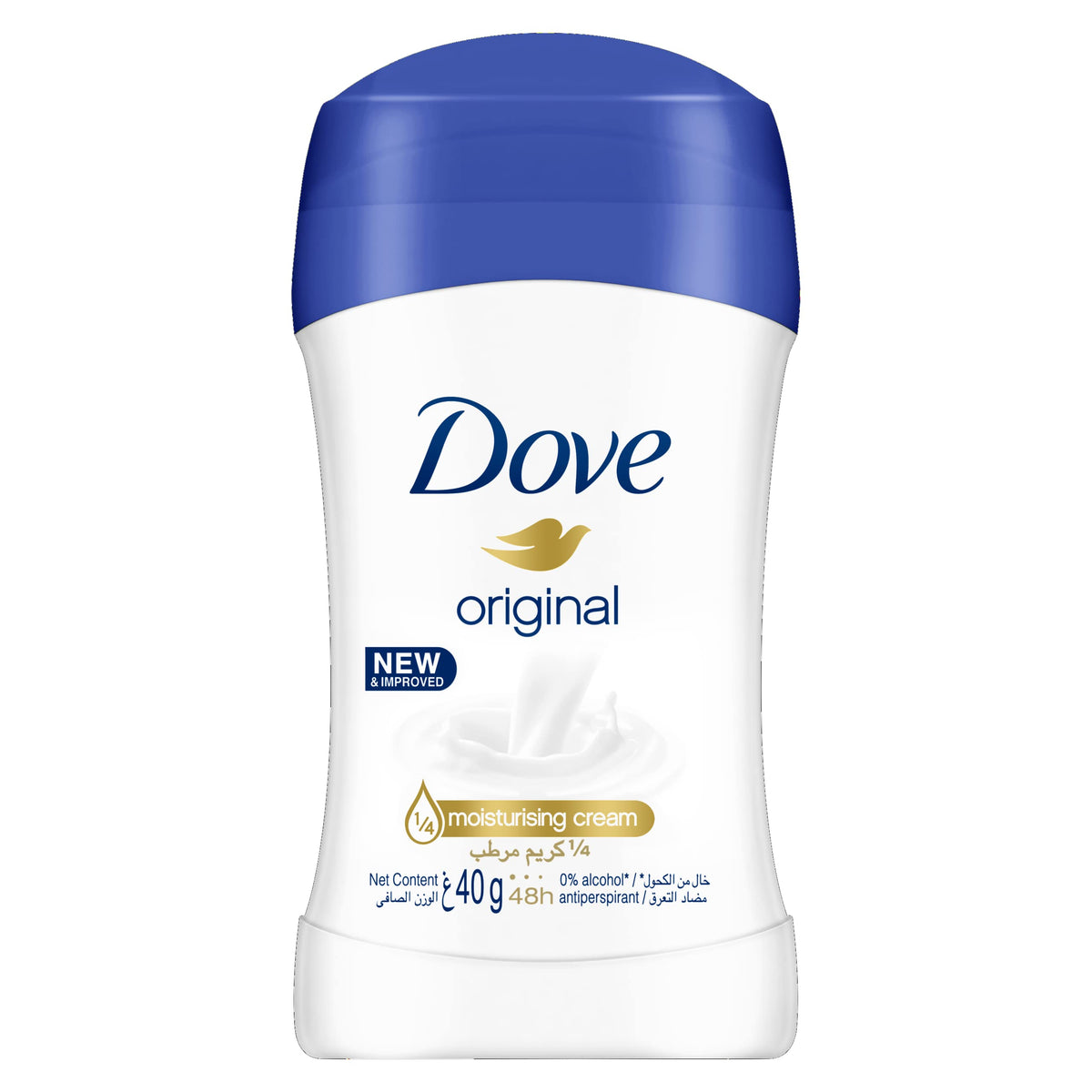 Dove Women Antiperspirant Deodorant Stick for refreshing 48-hour protection, Original, alcohol free, 40g