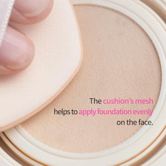 Beaudiani Mesh Tight up Cushion foundation 02, Light Beige, Korean cushion foundation,Natural coverage, Glowing foundation, sweat proof makeup, Long lasting foundation, All skin type