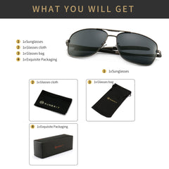 SUNGAIT Men's Polarized Square Aviator Sunglasses Durable Metal Frame for Fishing Driving Golf 100% UV Protection