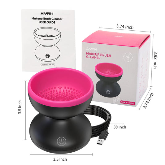 Alyfini Electric Makeup Brush Cleaner Machine - Portable Automatic USB Cosmetic Brush Cleaner Tools for All Size Beauty Makeup Brushes Set (Black)
