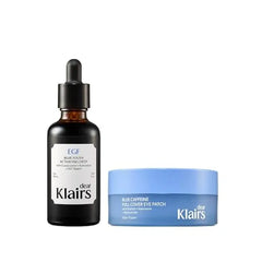DearKlairs Blue EGF Resilient Firming Duo EGF Serum and 360 Eye Care Patch Set, EGF & Peptide Skin Densifying Kit for Sensitive, Sagging Skin