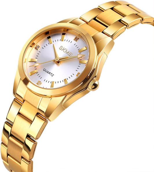SKMEI Watches for Women Ladies Female Fashion Waterproof Dress Business Stainless Luxury Classic Analog Quartz Simple Wife Girls Gifts Gold Wrist Watch