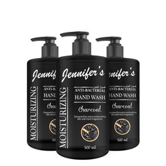 Jennifer's Charcoal Anti-Bacterial Hand Wash 500 ML (Pack of 3) - Extra Moisturizing, Cleanses & Protects,Kills 99.9% Germs, Hydrating Formula, Refreshing Scent 1.5 Liters