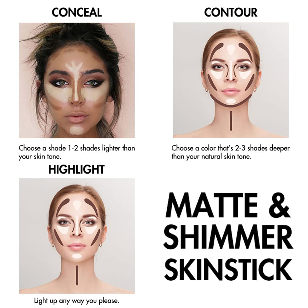 NLLNT Contour Pen Highlighter, Concealer Contouring Bronzers and Highlighter in One, Make up Concealer Contouring Pen, Contour pen and Highlighter Make-up for All Skin