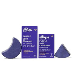 Ethique Beauty Purple Shampoo & Conditioner Bar Set for Toning Brassy Hair Plastic Free, Vegan,  2 Pack