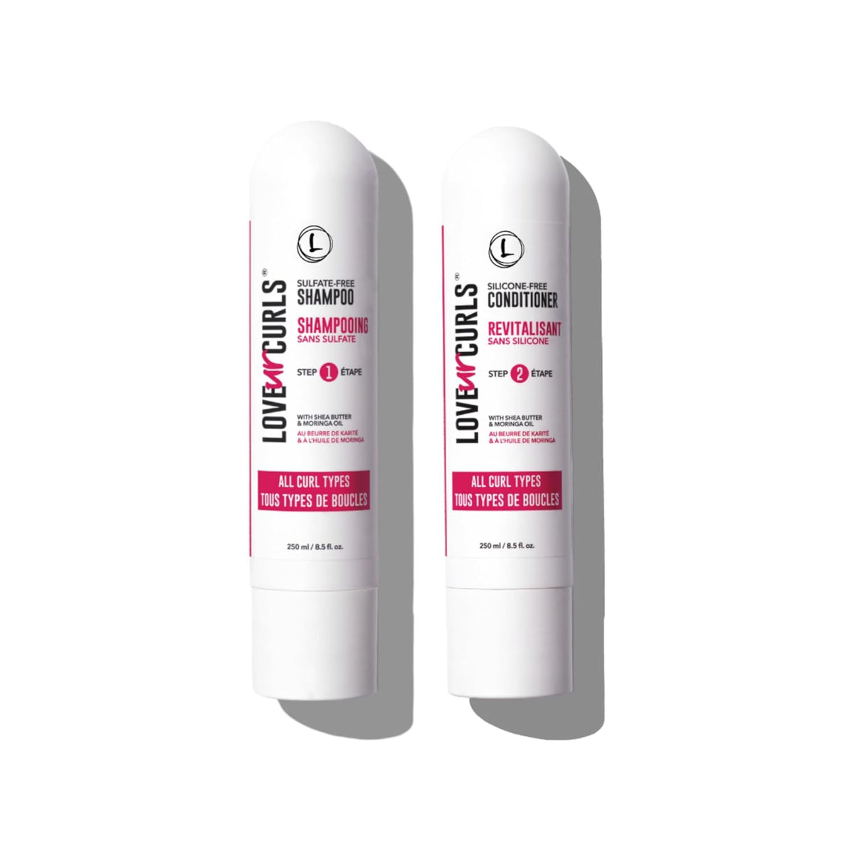 Love Ur Curls Shampoo and Conditioner, Moisturizing and Scalp Cleansing for Curly, Wavy, or Kinky Coily Hair, Vegan and Silicone Free 250ml
