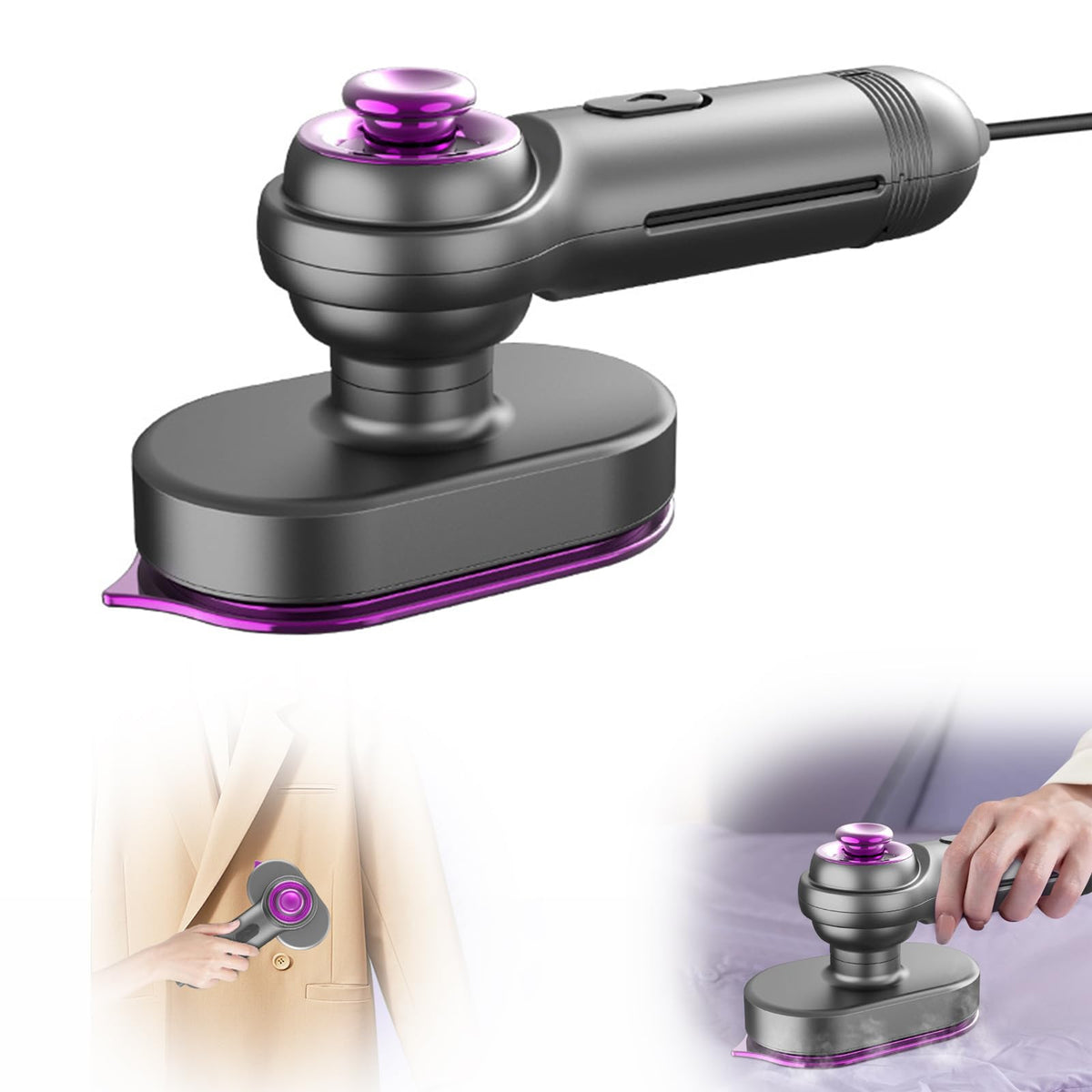 ANTOLEMini Steam Iron for Clothes,180°Rotating Handheld Steam Iron,Portable Steamer Travel Iron,Micro Steam Iron Mini Handheld Garment Steamer Support Dry and Wet Ironing for Home Travel