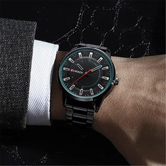 CURREN 8406 Top Brand Luxury Fashion Watch Men's New Stainless Steel Waterproof Wrist Watch - BLACK GREEN