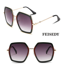 FEISEDY Women Large Hexagon Inspired Sunglasses Fashion Irregular Design Style Geometric B2503